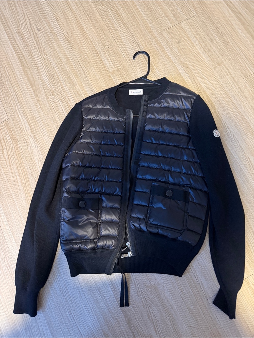 Moncler Black Quilted Puffer Bomber Jacket Size 4 NWOT